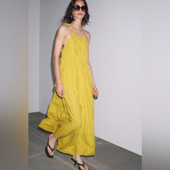 ZARA ZW COLLECTION VOLUMINOUS LINEN DRESS - Picture 9 of 11